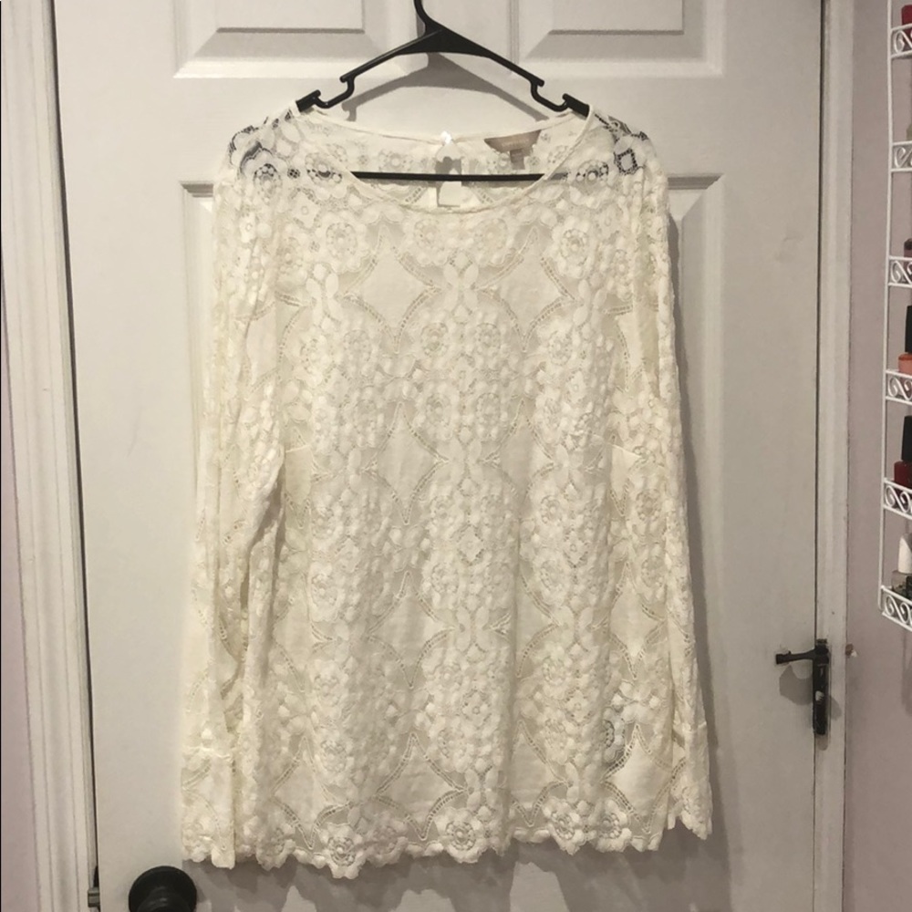 Anthology white/ivory lace top size 16.